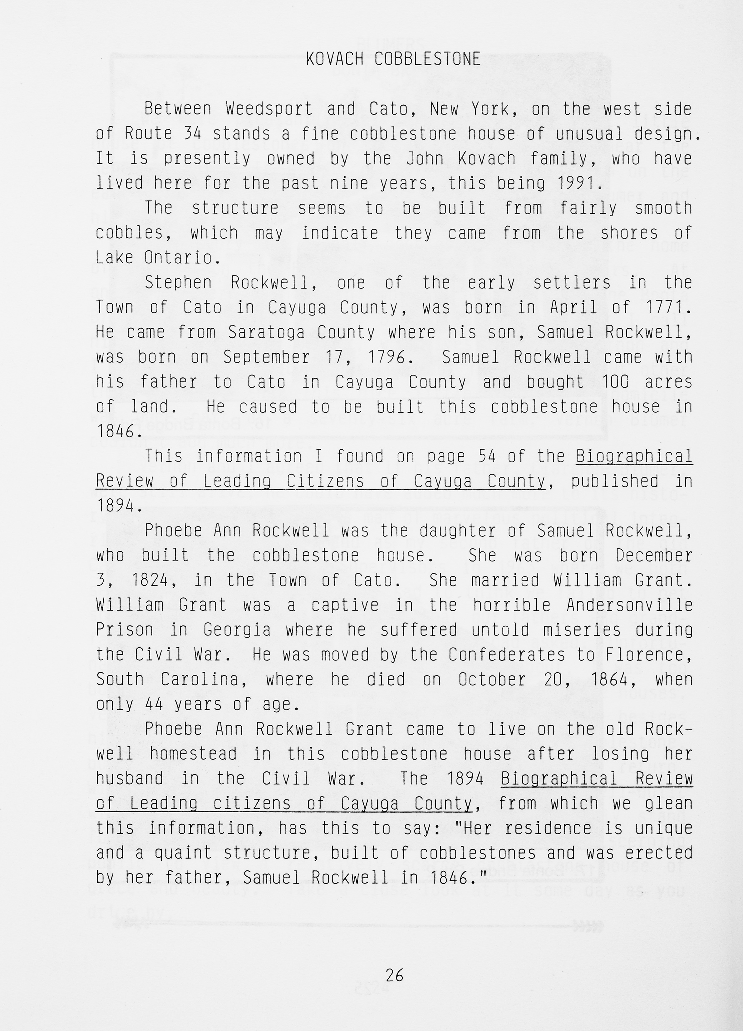 Cayugas Cobblestones p 26